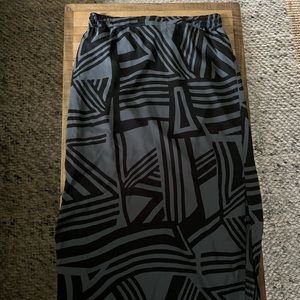 LOFT smocked black and grey maxi skirt